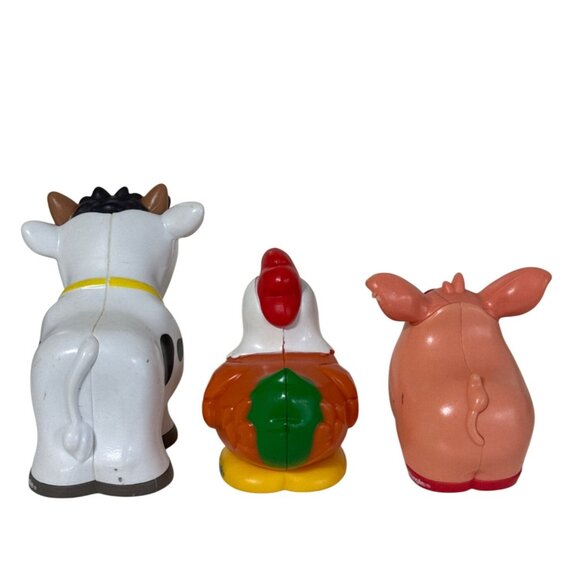 2018 Mattel Fisher Price Little People Farm Animal Cow Chicken Pig Set - Picture 3 of 4